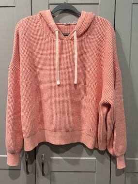 GAP Waffle Knit Hooded Sweater in Peachy Pink